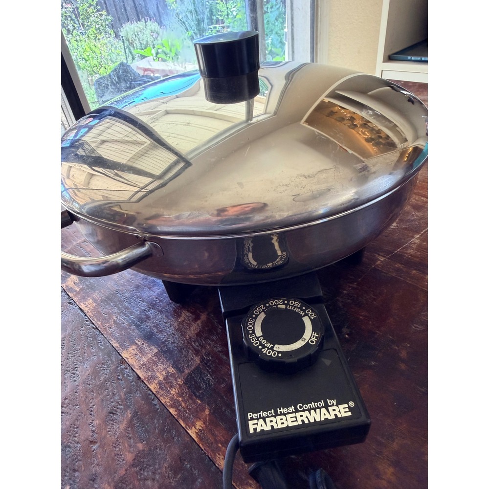 Farberware Electric Skillet 344A Silver Good 1400W Stainless Steel MCM Retro